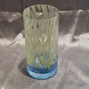 Hand Blown Glass Tumbler Drinking Highballed or Vase, Baby Blue/Seafoam Green